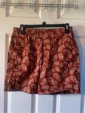 Lands' End Rust Paisley Pull-On Athletic Shorts